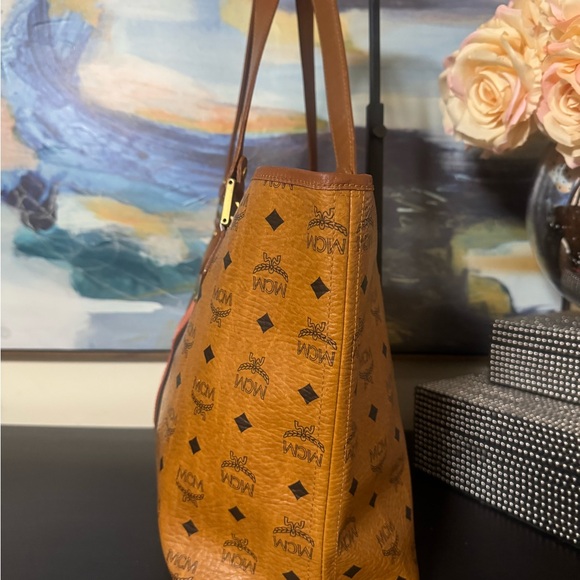 MCM Cognac and Black Logo Tote - Picture 4 of 7